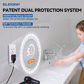 ELEGRP GFCI outlet dual protection highlights enhanced safety.