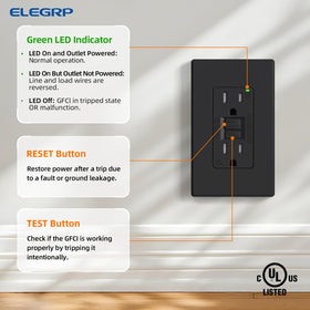 ELEGRP GFCI durable thermoplastic design withstands daily use.