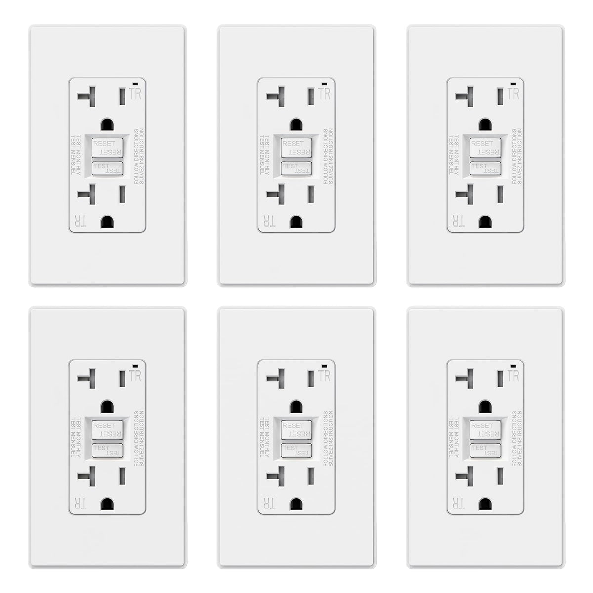 ELEGRP GFCI outlet front view with thinner design for modern spaces