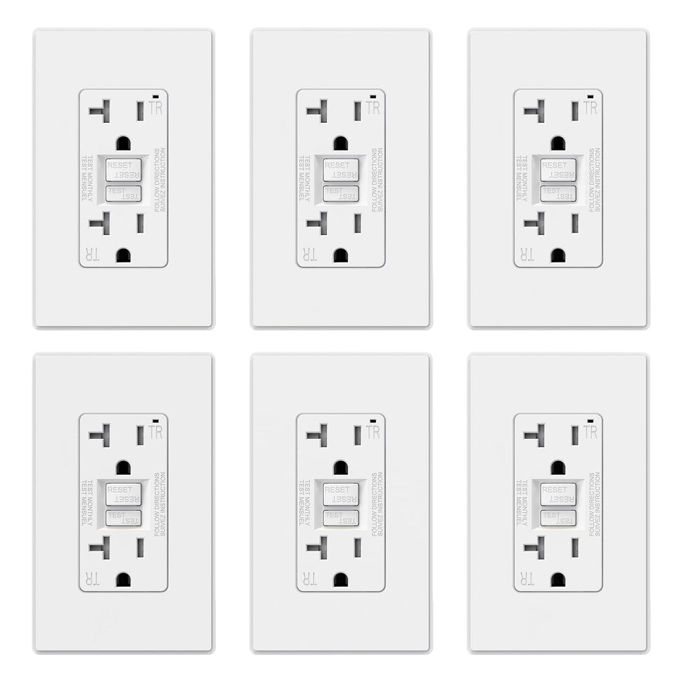 ELEGRP GFCI outlet front view with thinner design for modern spaces
