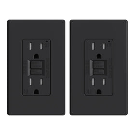 ELEGRP GFCI outlet front view showing slim, protected design