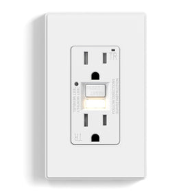 ELEGRP GFCI outlet nightlight illuminates dark spaces for safer navigation.