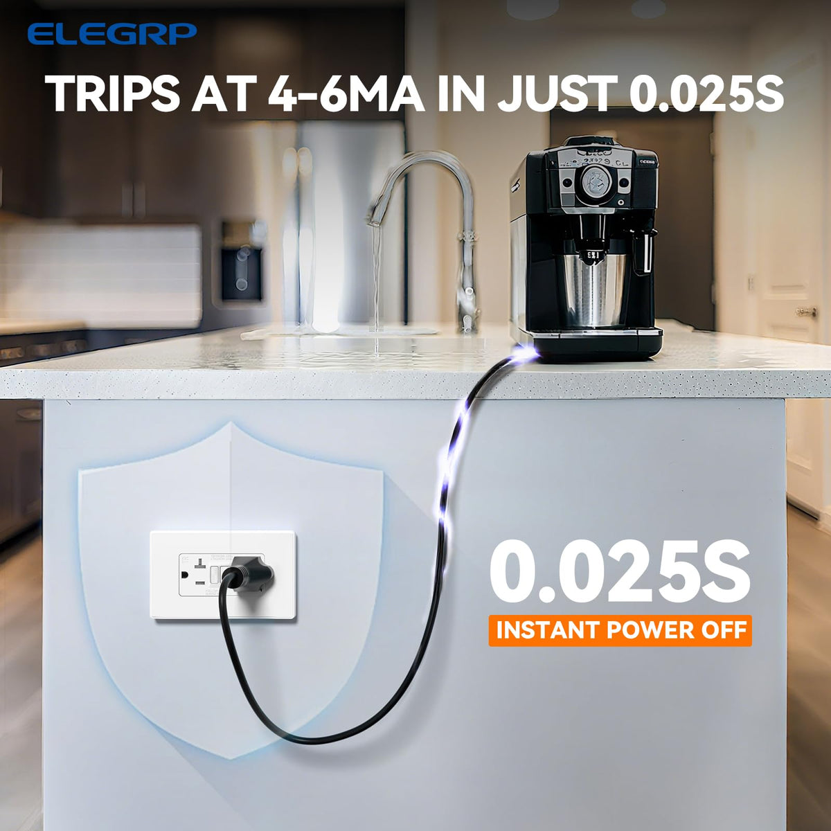 ELEGRP GFCI outlet self-test every 5 seconds for reliable protection