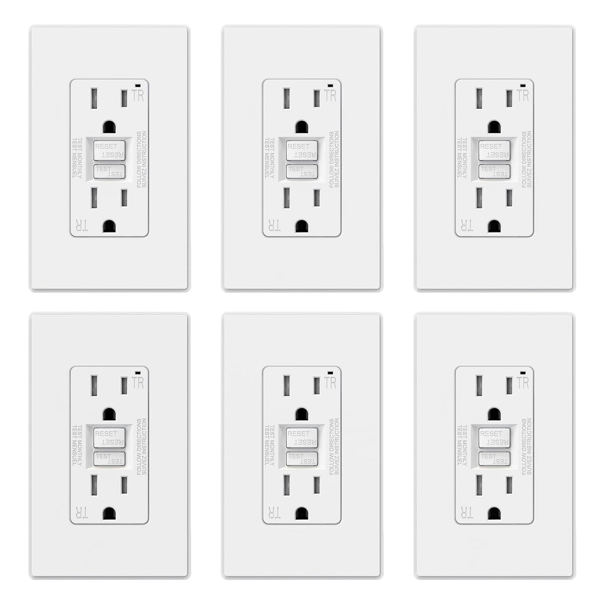ELEGRP GFCI outlet thinner design close-up for easy wall installation.