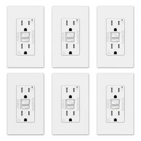 ELEGRP GFCI outlet thinner design close-up for easy wall installation.