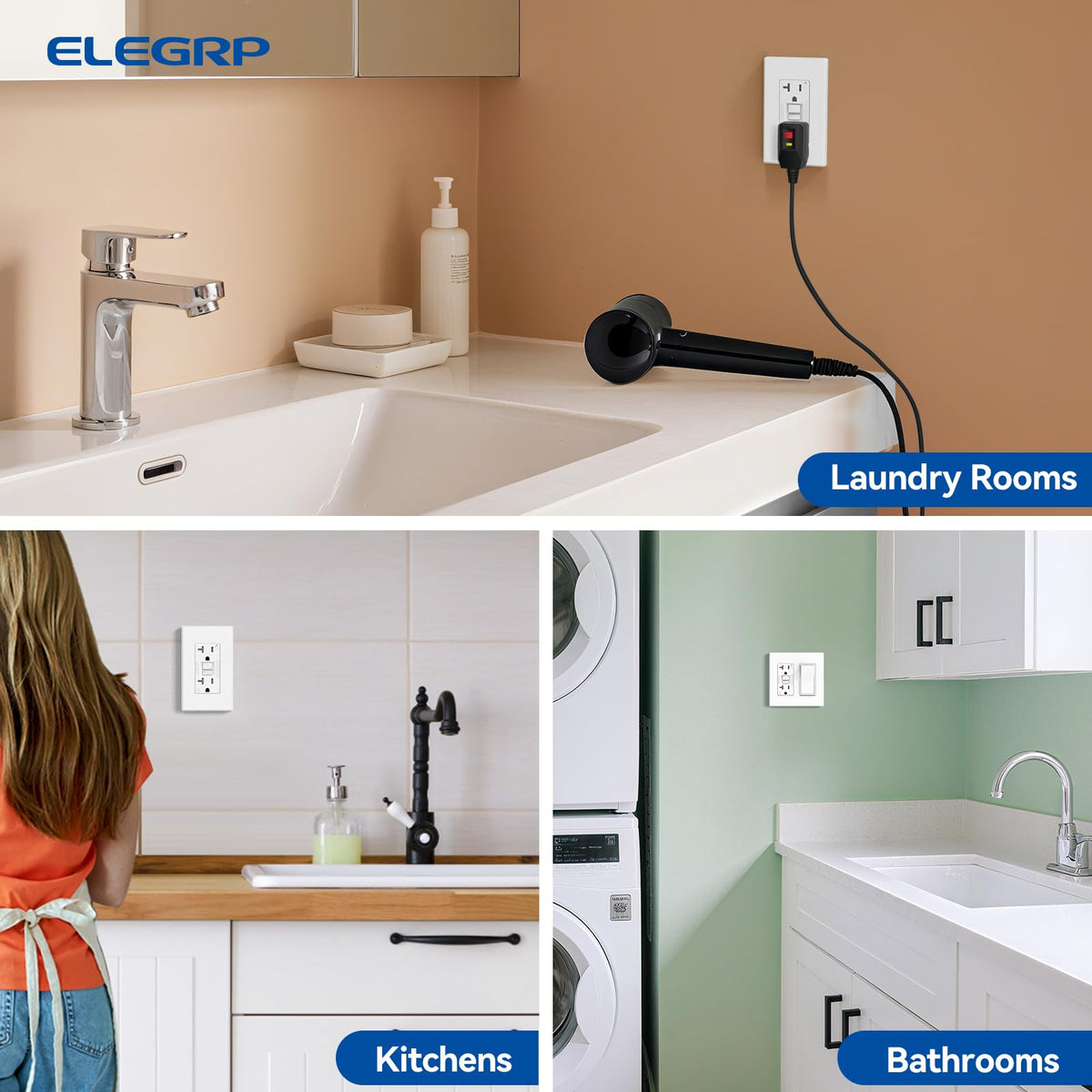 ELEGRP GFCI outlet with wall plate included for simple installation