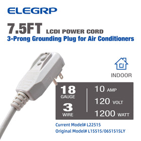 ELEGRP LCDI power cord three-conductor design for reliable hot, neutral, and ground connections.