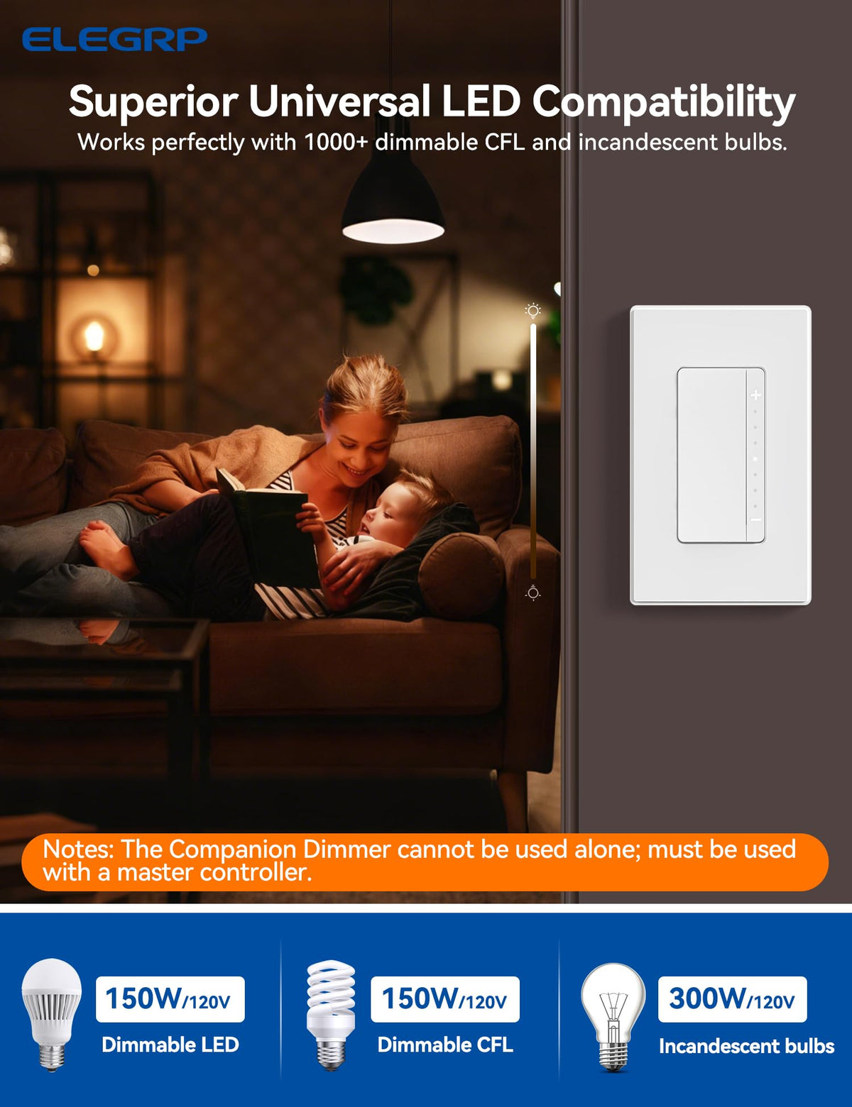 ELEGRP LEDPro EDM25BM companion dimmer for multi-location control