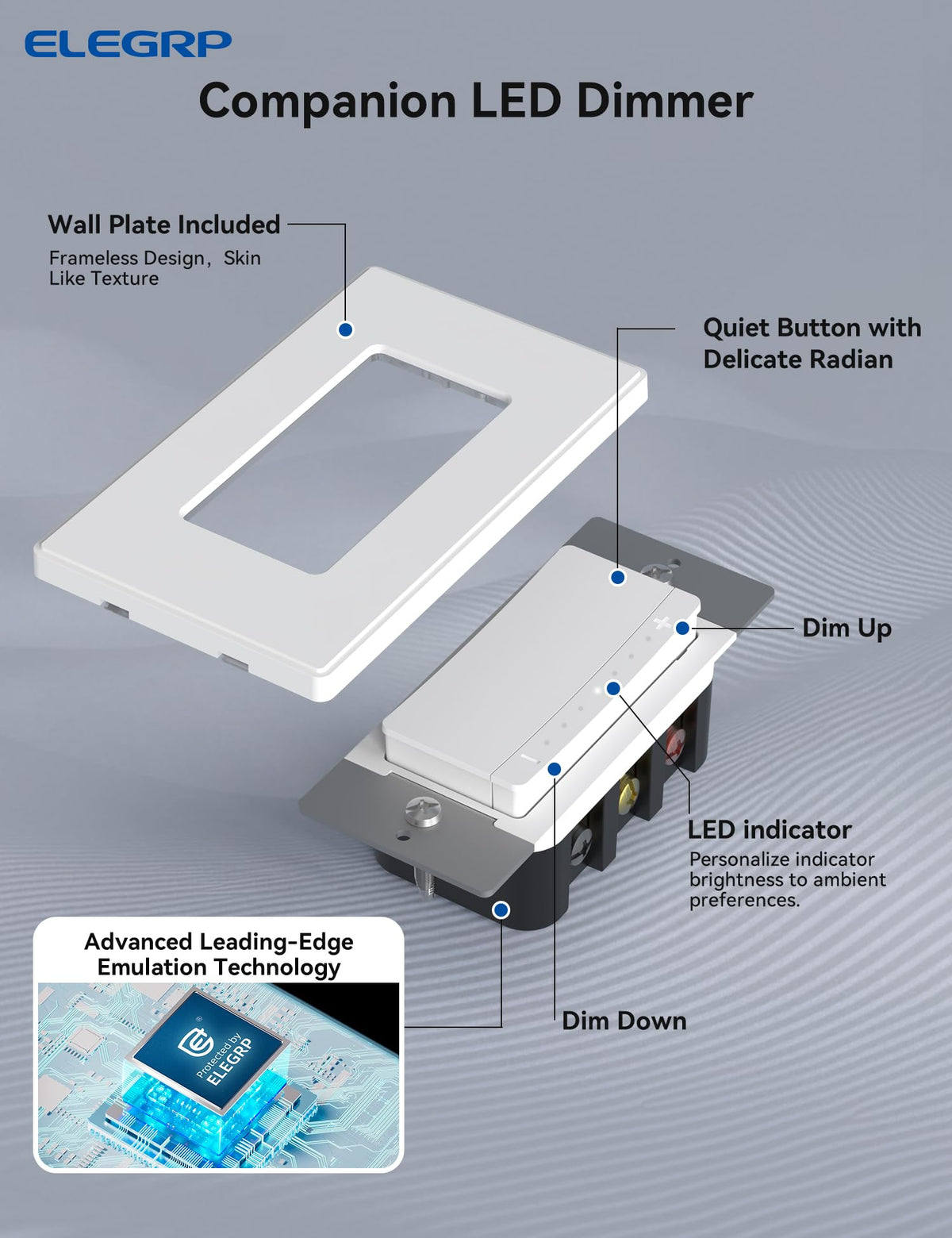 ELEGRP LEDPro EDM25BM no-neutral installation behind existing switch