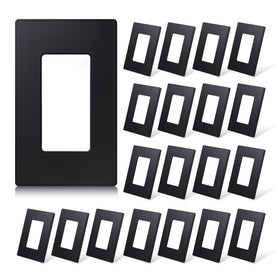 ELEGRP matte black 1-gang faceplate front view, screwless for a seamless look.
