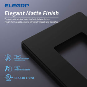 ELEGRP screwless wall plate with modern look for easy upgrades.