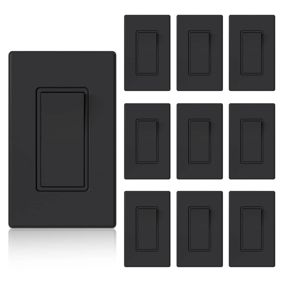 ELEGRP matte black 3-way switch front view with decorative plate.