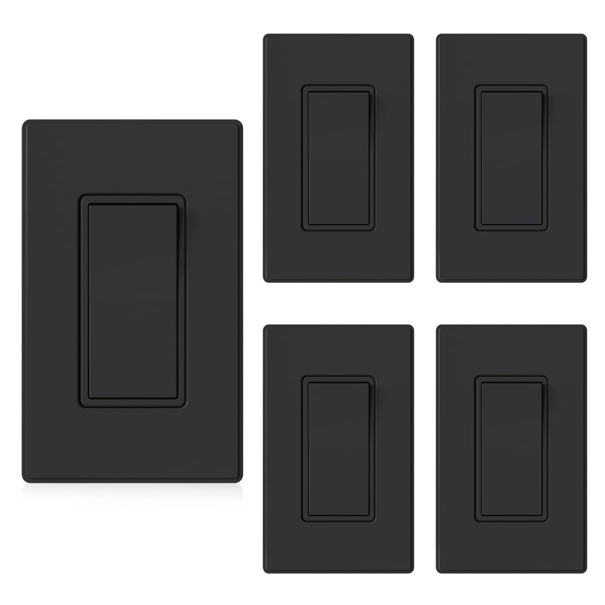 ELEGRP matte black 3-way switch operation for two-location lighting control.