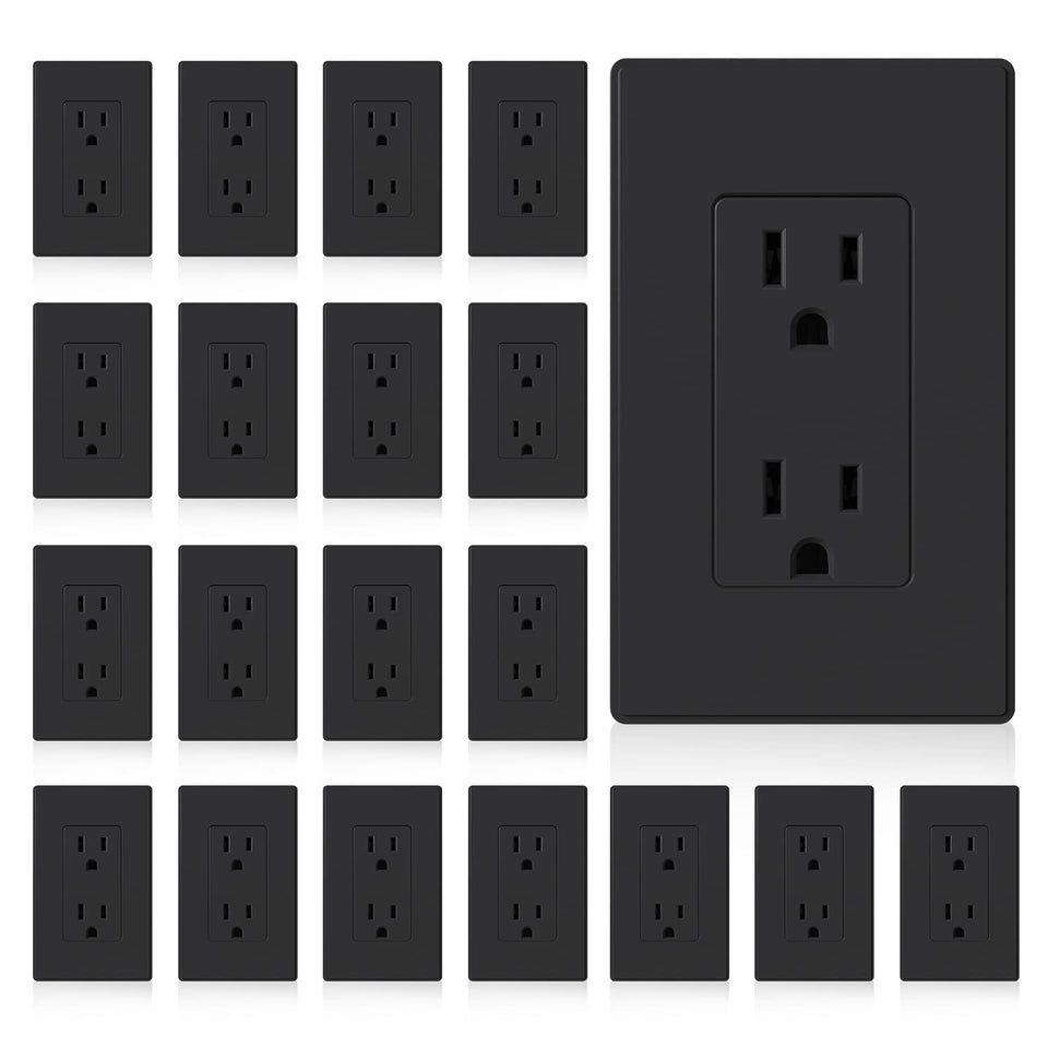 ELEGRP matte black decorator outlet front view, durable finish for high-traffic spaces.