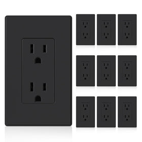 ELEGRP matte black outlet front view for easy access in modern spaces.