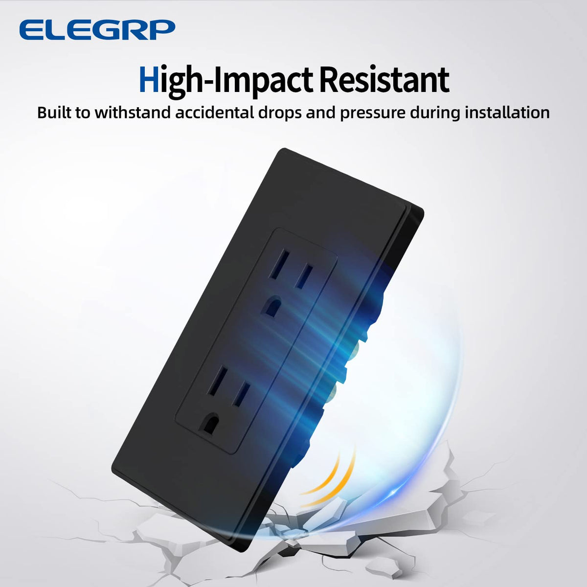 ELEGRP self-grounding clip ensures reliable grounding in standard junction boxes.
