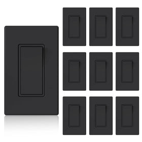 ELEGRP matte black single-pole decorator switch front view for easy on/off control in living spaces