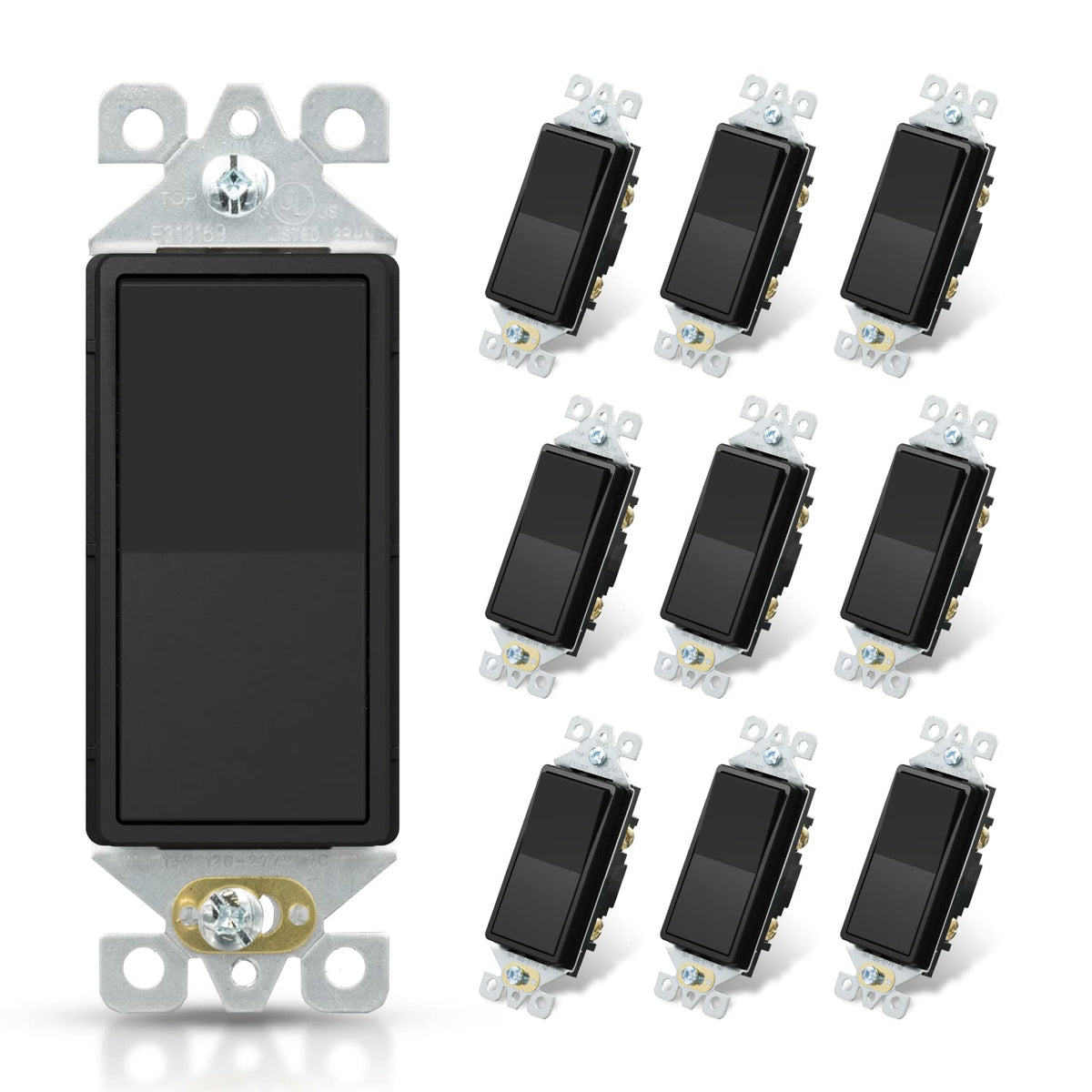 ELEGRP matte black switch front view, modern design for stylish home upgrades.