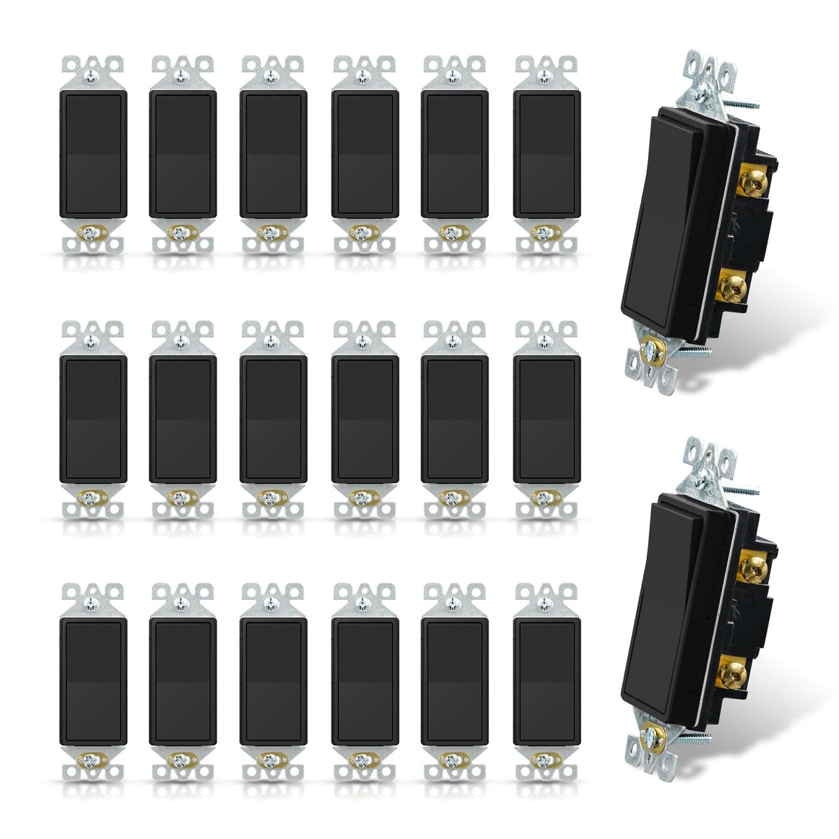 ELEGRP matte black single pole switch closeup, durable and stylish.