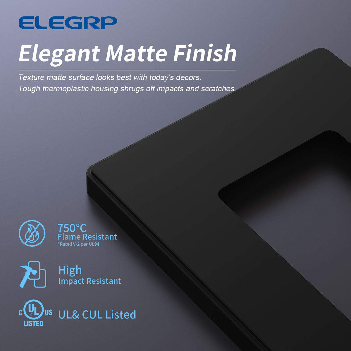 ELEGRP matte black wall plate hides screws and elevates modern decor.