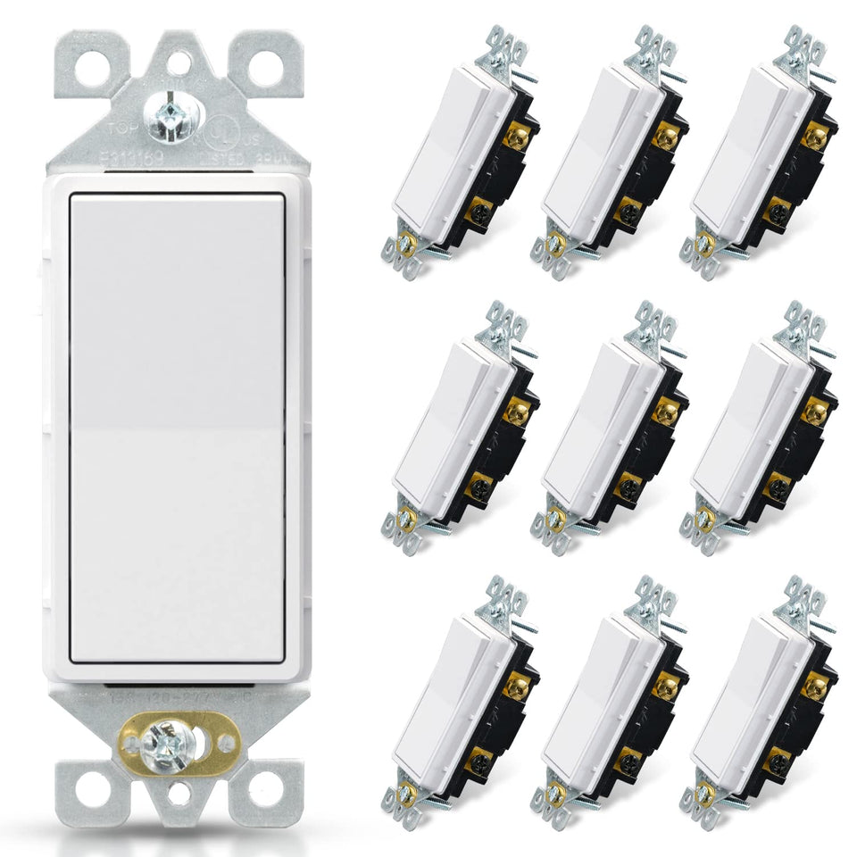 ELEGRP Matte White 3 Way Switch front view shows modern decorator style for living spaces.