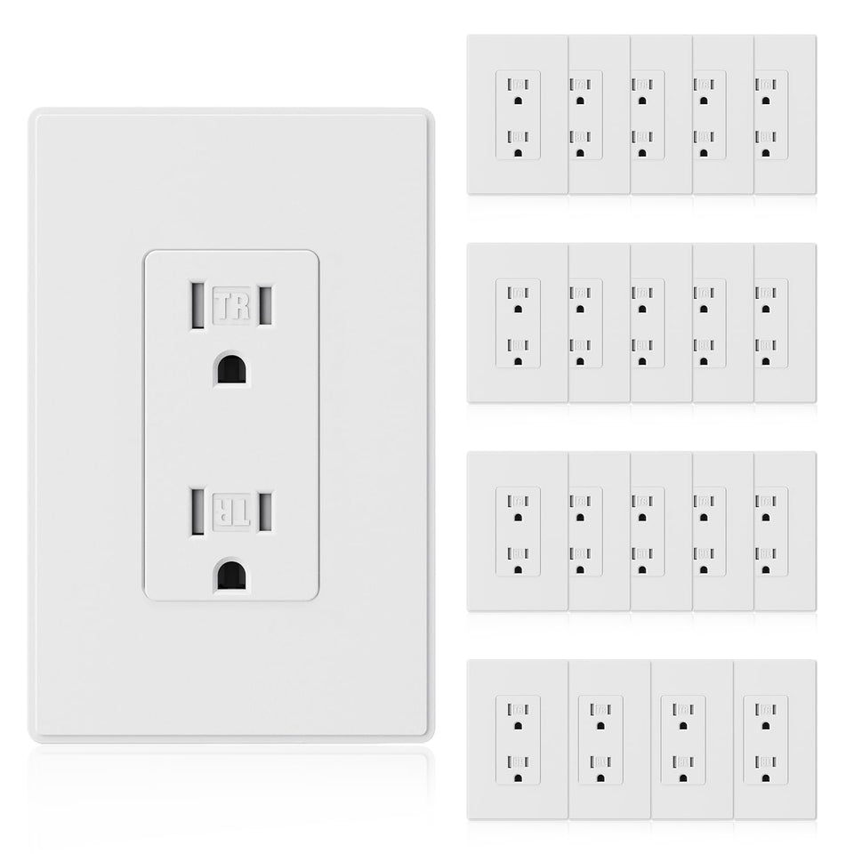 ELEGRP matte white decorator outlet with tamper-resistant safety for households.