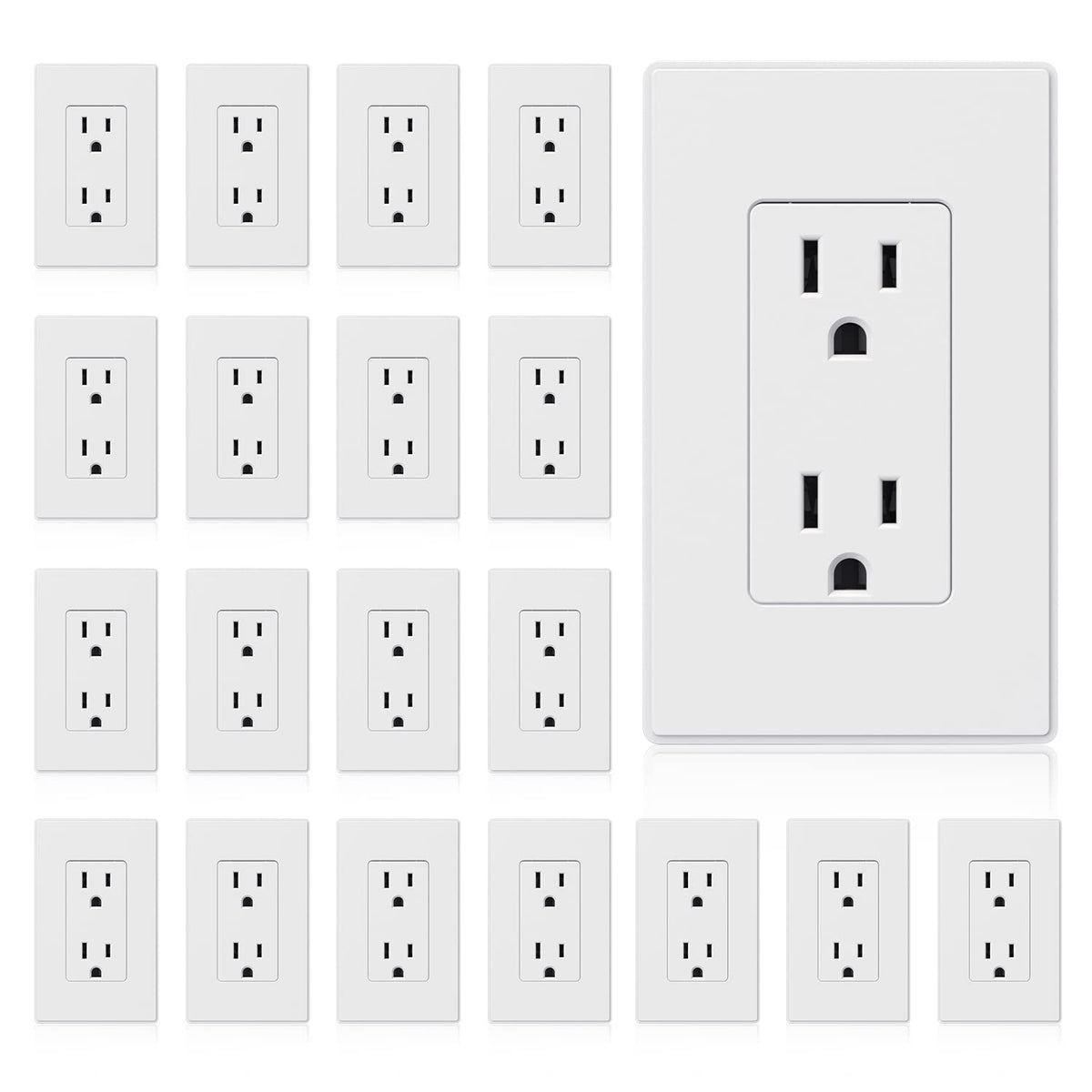 ELEGRP matte white outlet front view showing a durable finish.
