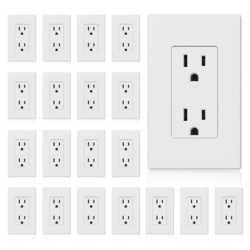 ELEGRP matte white outlet front view showing a durable finish.