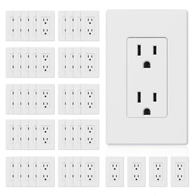 ELEGRP matte white outlet front view showing durable NEMA 5-15R design