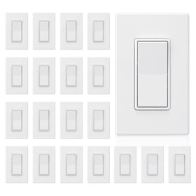 ELEGRP matte white single pole switch front view showing modern design and paddle rocker for easy control