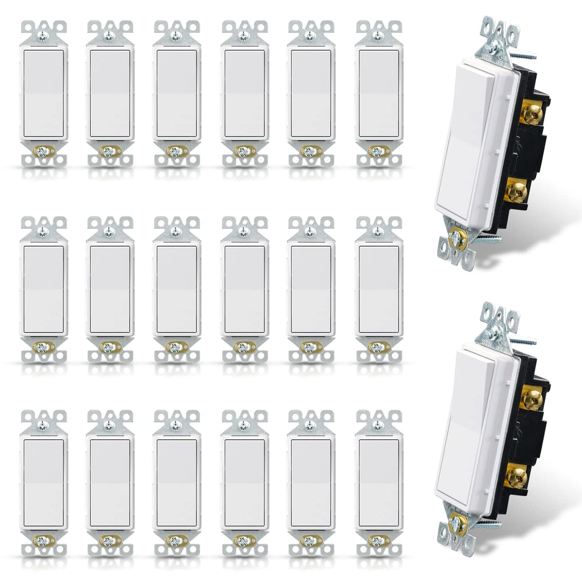 ELEGRP matte white single-pole switch front view for modern rooms.