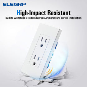 ELEGRP matte white wall plate included for a seamless, screwless appearance.