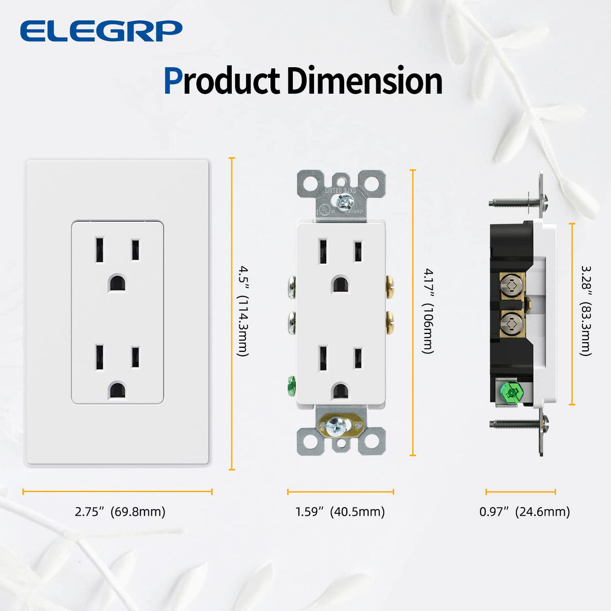 ELEGRP outlet with break-off tabs enabling easy two-circuit conversion.