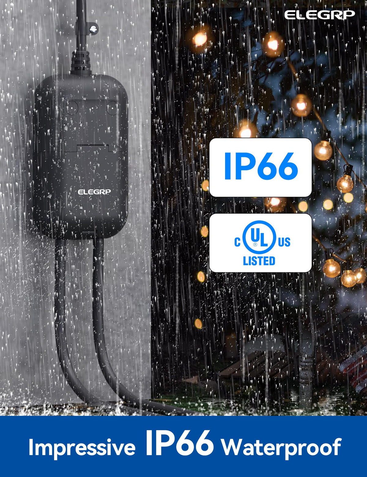ELEGRP PQR20 weatherproof IP66 housing guards against rain and sun.
