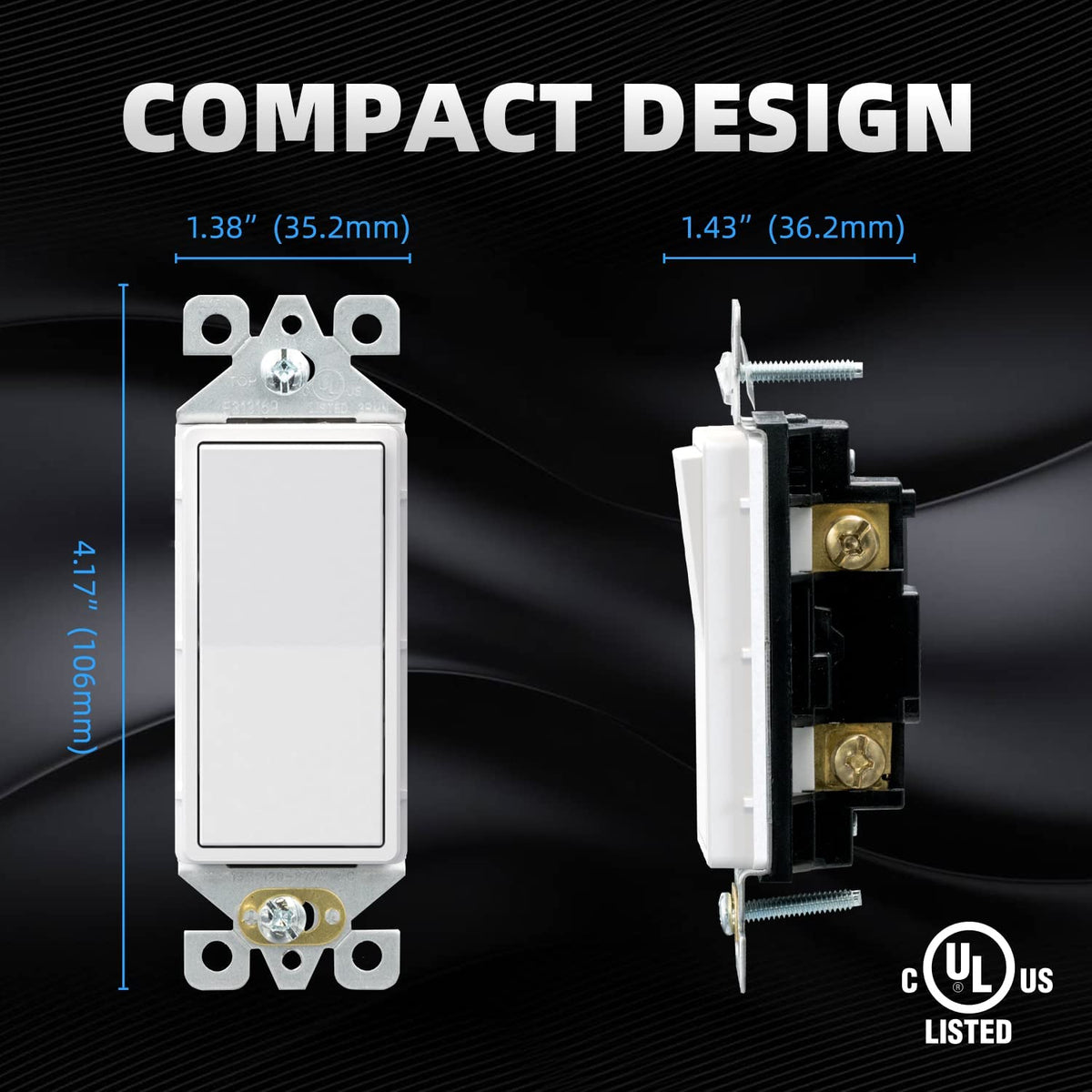ELEGRP residential/commercial 15A switch suitable for homes and offices.