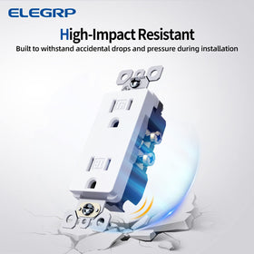 ELEGRP self-grounding outlet showing green grounding screw