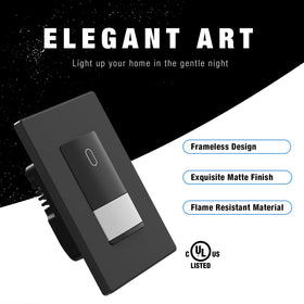 Slim profile ELEGRP switch fits tight electrical boxes for neat installations.