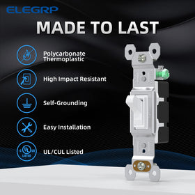 ELEGRP toggle frame close-up highlights durable construction for in-wall installation.