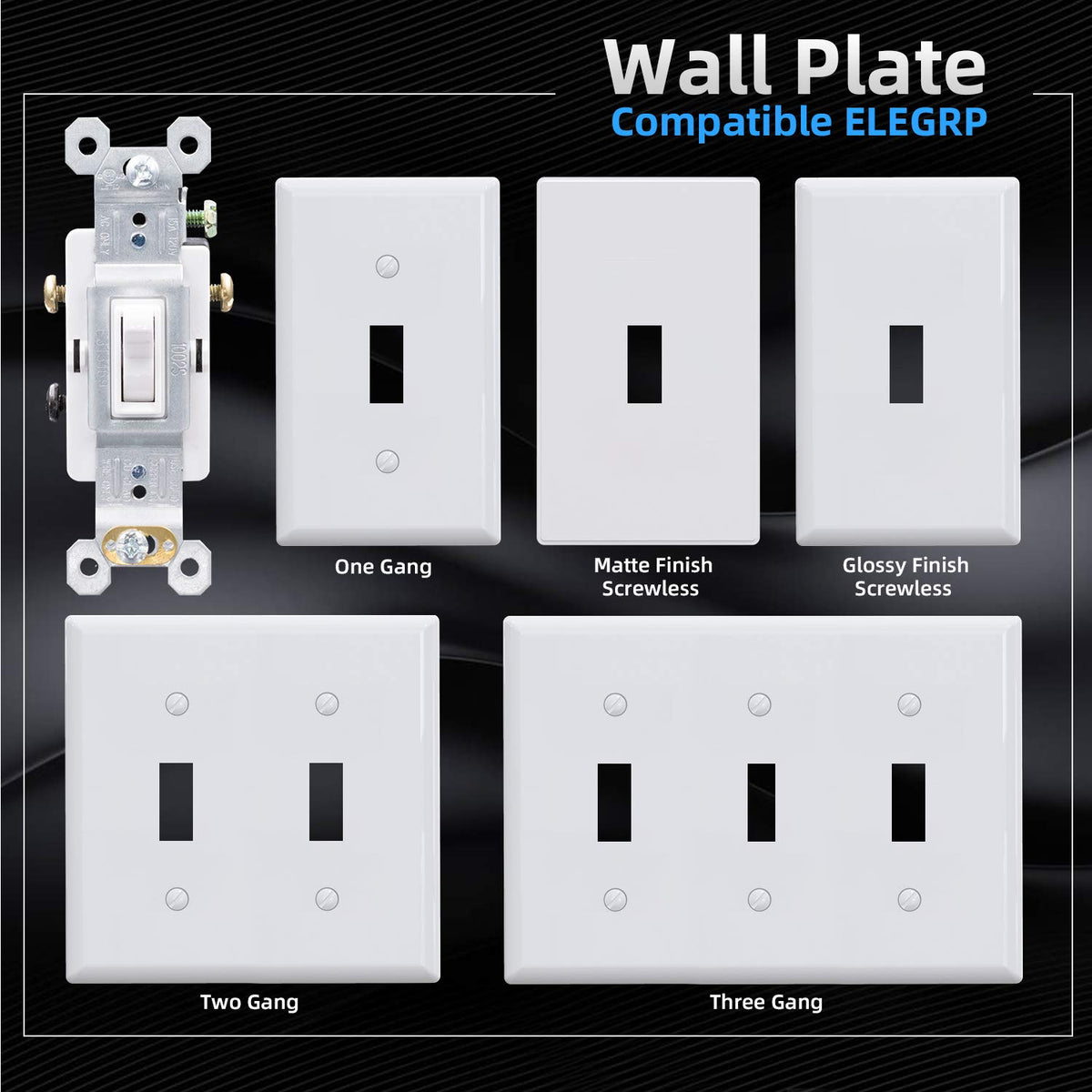 ELEGRP toggle frame detail shows durable high-impact thermoplastic construction.