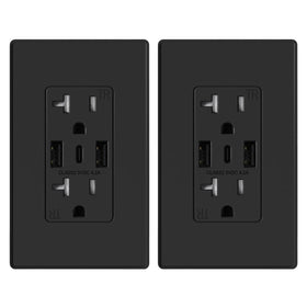 ELEGRP USB-C wall outlet in matte black front view for a sleek setup
