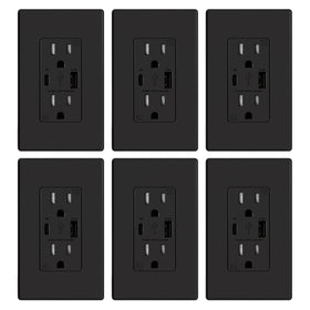 ELEGRP USB charger wall outlet front view showing dual ports for fast charging