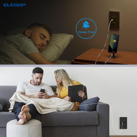 ELEGRP USB charger wall outlet installation-ready image with side wiring