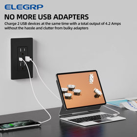 ELEGRP USB charger wall outlet UL Listed badge indicating safety standards