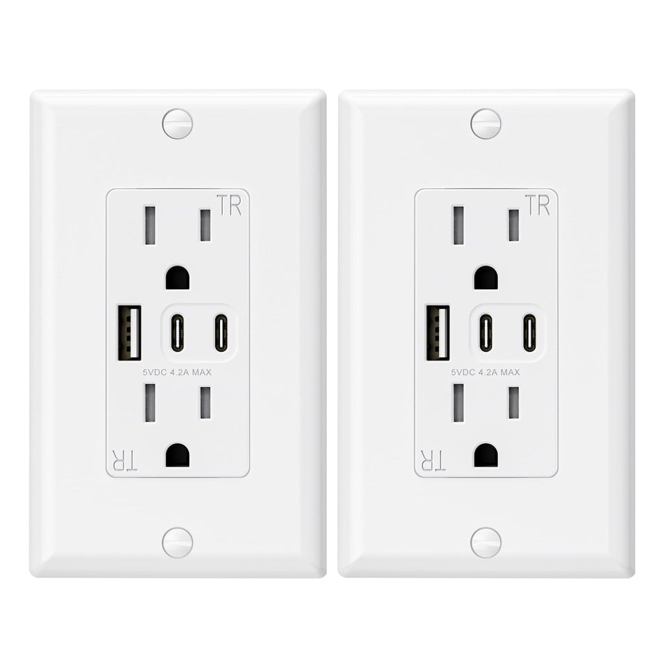ELEGRP USB outlet with three ports behind a living room scene for family charging