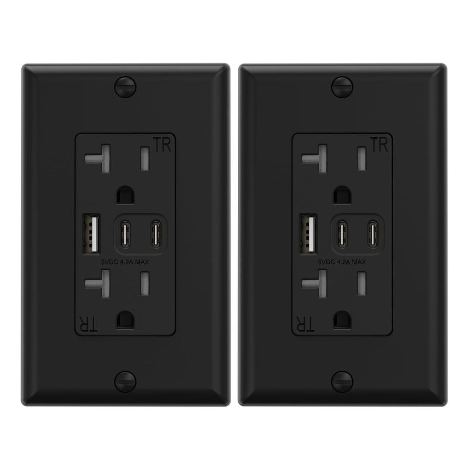 ELEGRP USB outlets front view with three ports for versatile charging