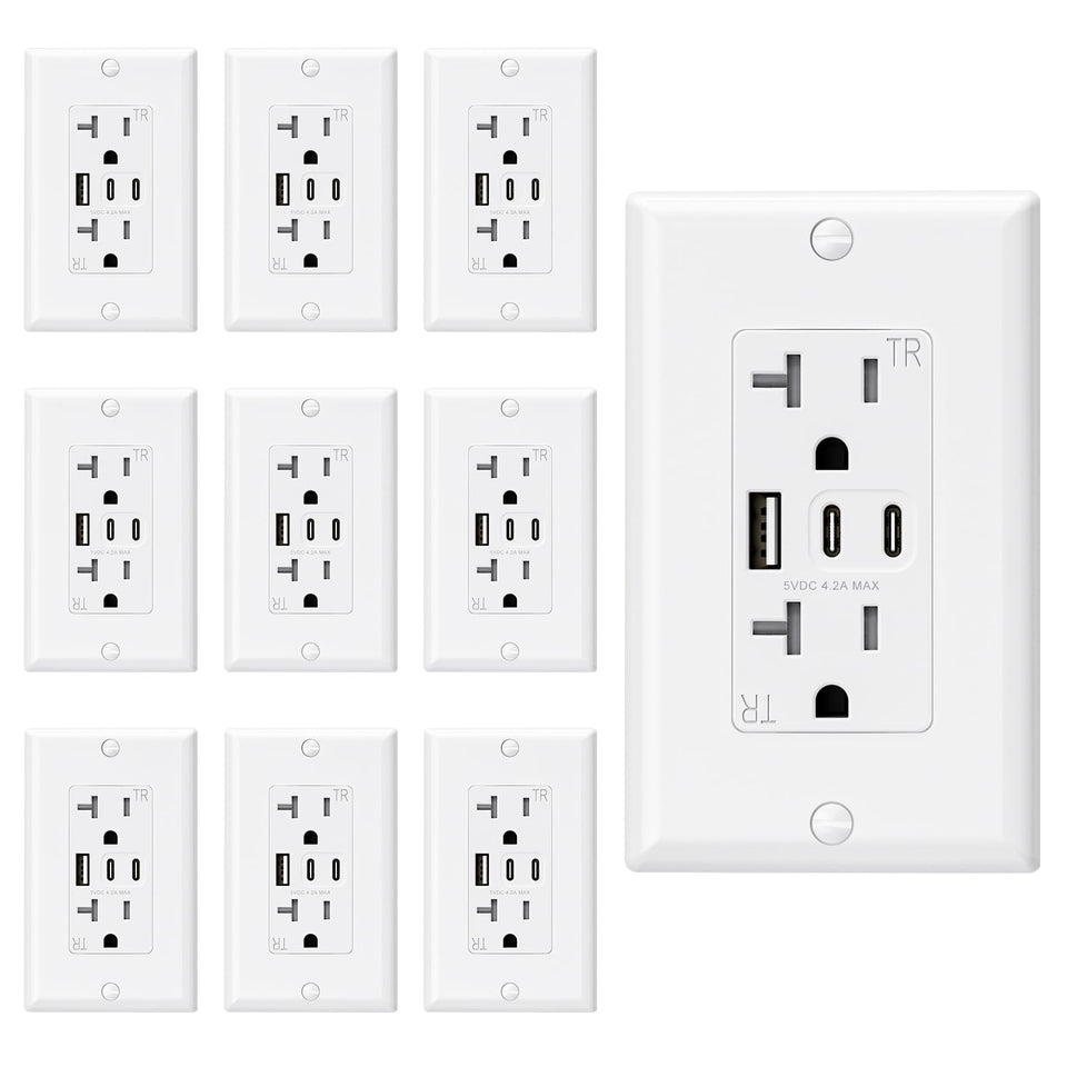 ELEGRP USB outlets three-port front view for versatile charging