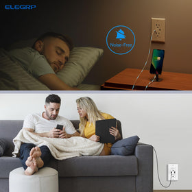 ELEGRP USB wall outlet compact design fits tight spaces while providing power.