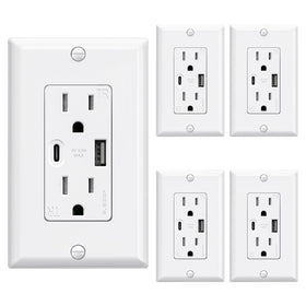 ELEGRP USB wall outlet with dual ports enables simultaneous fast charging.