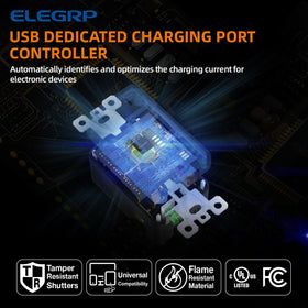ELEGRP USB wall outlet tamper-resistant design enhances safety in homes.