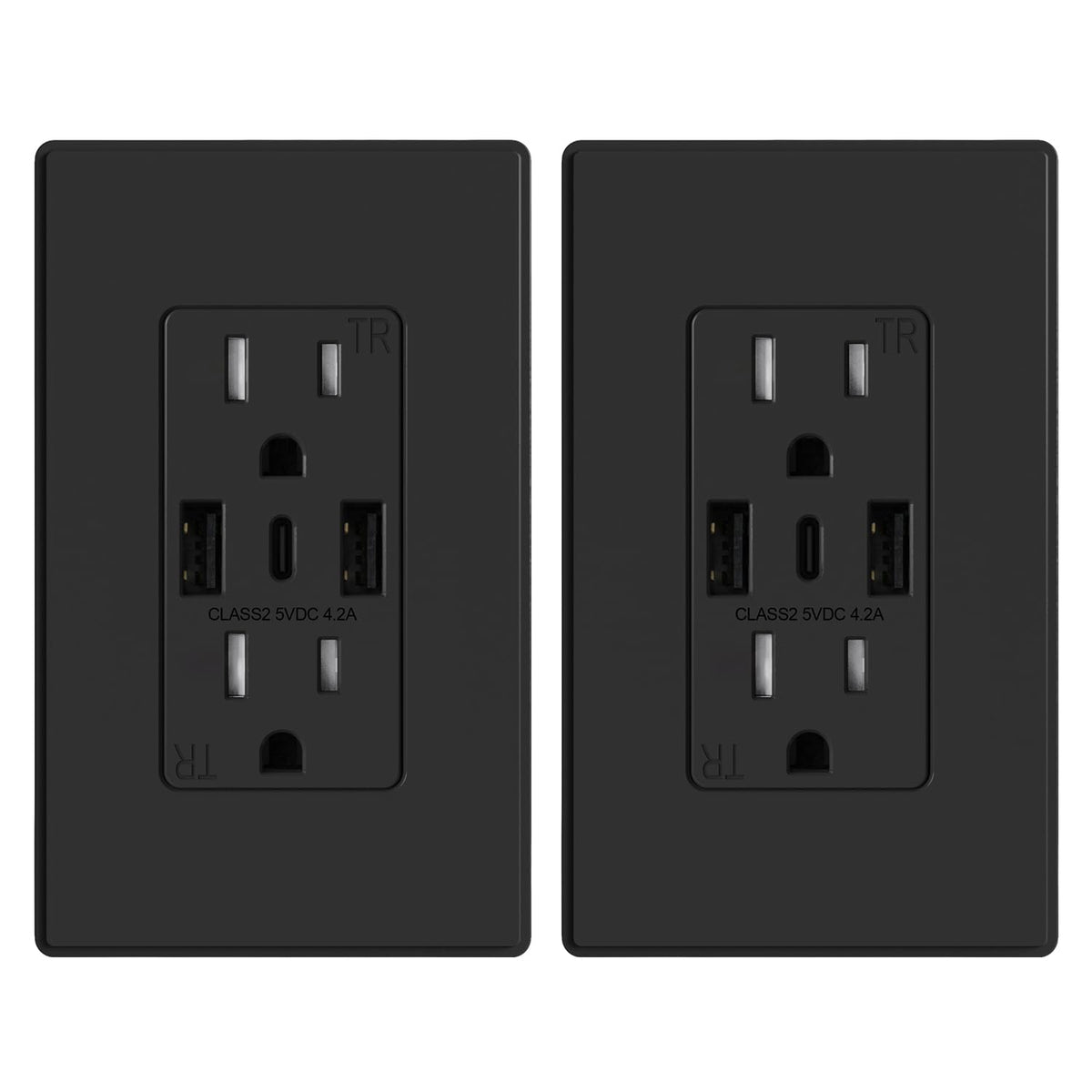ELEGRP USB wall outlet with three ports in matte black finish.